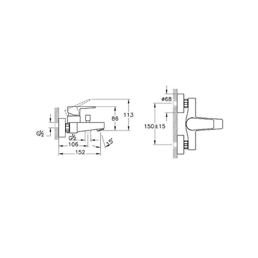 Artema Flow Square Banyo Bataryası Krom A43063 - 2
