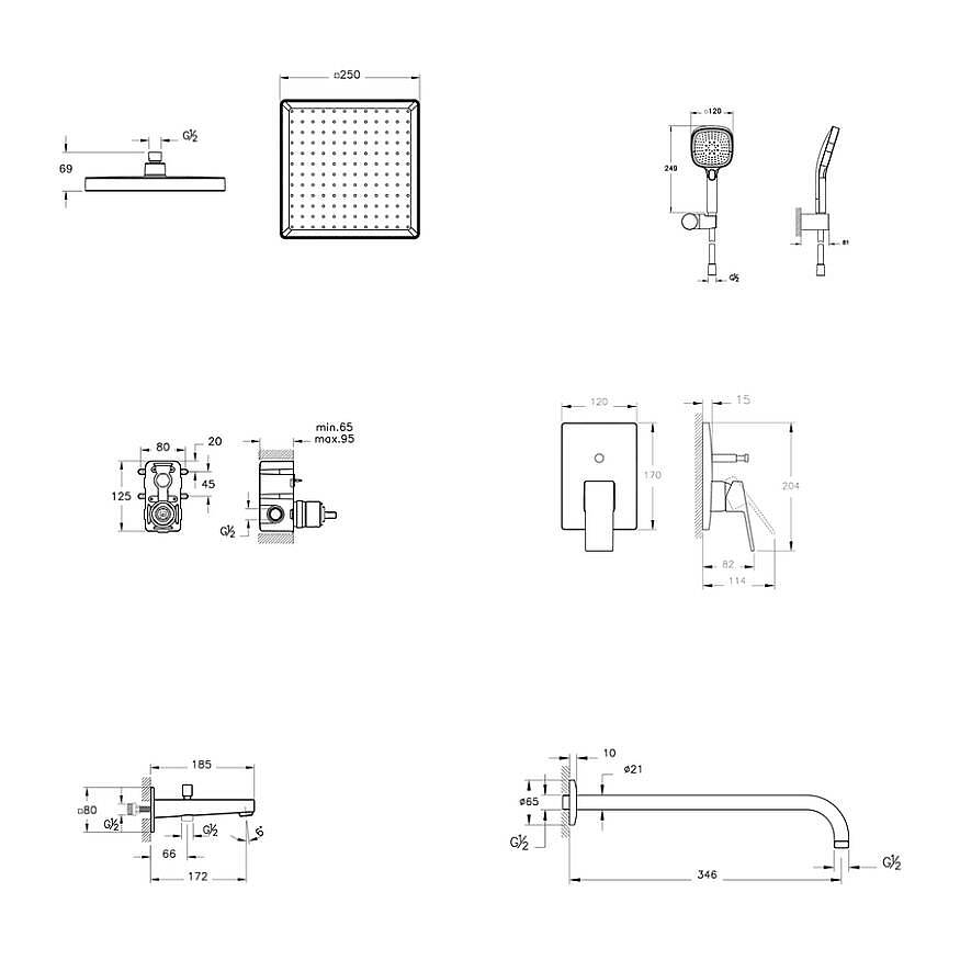 Artema Minimax Square Ankastre Banyo Seti A49325 - 2