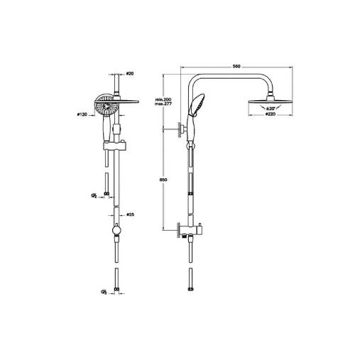 Artema System Rain LS25 Duş Kolonu A45597 - 2