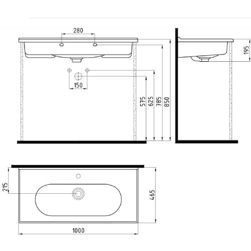 Bien Banyo Ferra Konsollu Lavabo 100 cm - 2