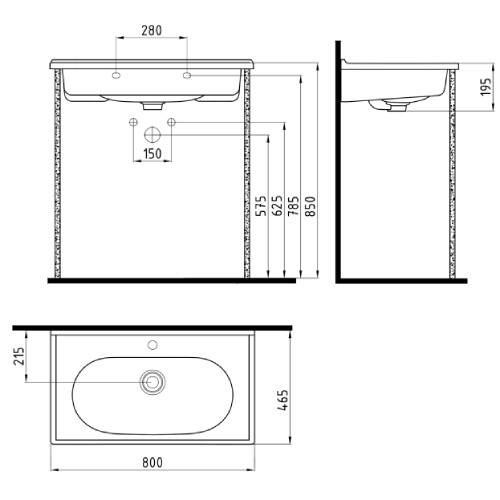 Bien Banyo Ferra Konsollu Lavabo 80 cm - 2