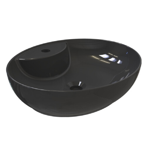 Bien Banyo Motto Gövde Üstü Oval Lavabo 50 cm Parlak Siyah - Bien Banyo