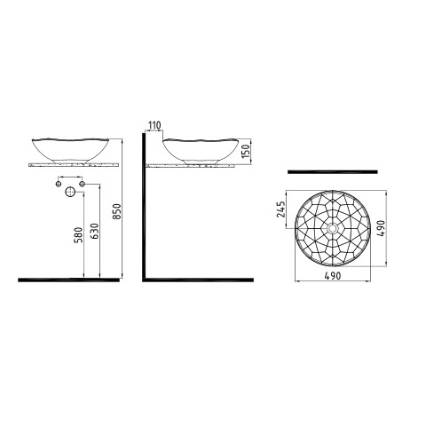 Bien Banyo Pent Gövde Üstü Lavabo 49 cm - 2