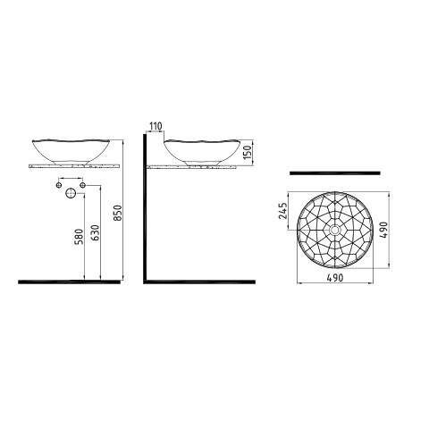 Bien Banyo Pent Gövde Üstü Lavabo 49 cm - 2