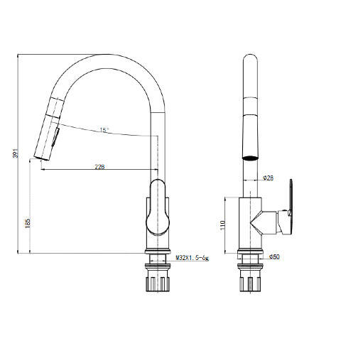 Bien Banyo Pull Down Mutfak Bataryası Spiralli - 2