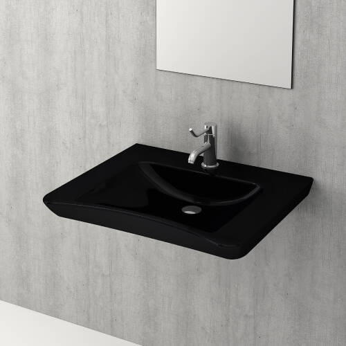 Bocchi Bedensel Engelli Lavabo 65 cm Parlak Siyah - 1