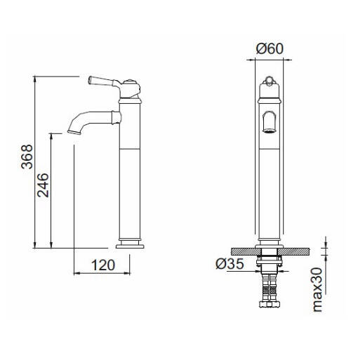 Bocchi Burlington Tek Kumandalı Yüksek Lavabo Bataryası Saten Nikel - 2