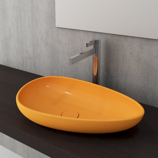 Bocchi Etna Çanak Lavabo 58 cm Parlak Mandalina Sarısı - 2