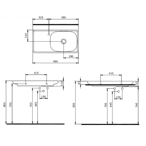 Bocchi Fenice Etajerli 90 cm Lavabo Parlak Bisküvi - 2