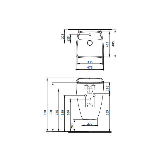 Bocchi Firenze Asma Monoblok Lavabo Parlak Beyaz - 3