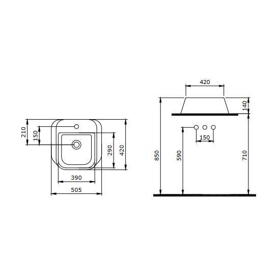 Bocchi Firenze Çanak Lavabo 50,5 cm Parlak Beyaz - 3