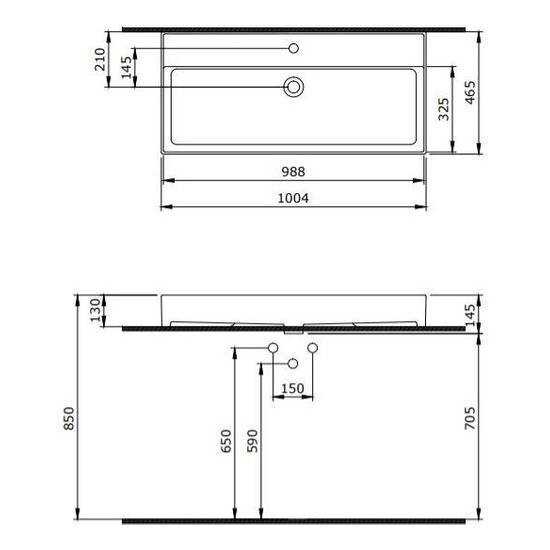 Bocchi Milano Lavabo 100 cm Parlak Beyaz - 2