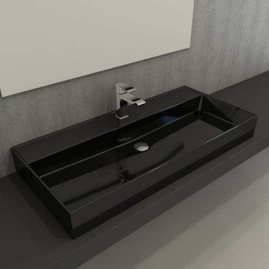 Bocchi Milano Lavabo 100 cm Parlak Siyah - Bocchi
