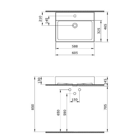 Bocchi Milano Lavabo 60 cm Parlak Beyaz - 2
