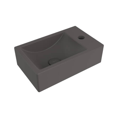 Bocchi Milano Tezgah Üstü Dar Sağ Lavabo 37 cm Mat Antrasit - 1