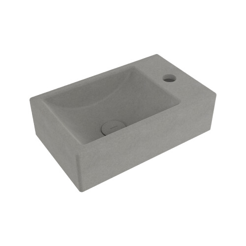 Bocchi Milano Tezgah Üstü Dar Sağ Lavabo 37 cm Mat Beton - Bocchi