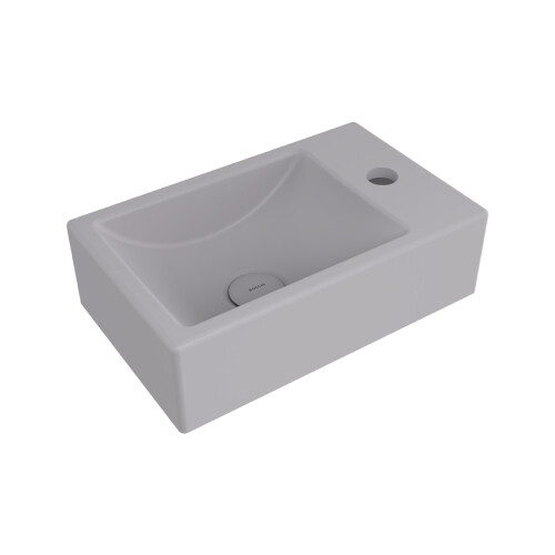 Bocchi Milano Tezgah Üstü Dar Sağ Lavabo 37 cm Mat Gri - Bocchi