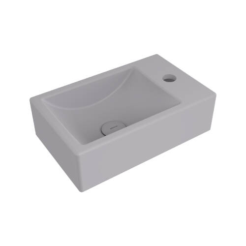 Bocchi Milano Tezgah Üstü Dar Sağ Lavabo 37 cm Mat Gri - 1