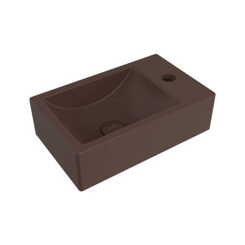 Bocchi Milano Tezgah Üstü Dar Sağ Lavabo 37 cm Mat Kahve - 1