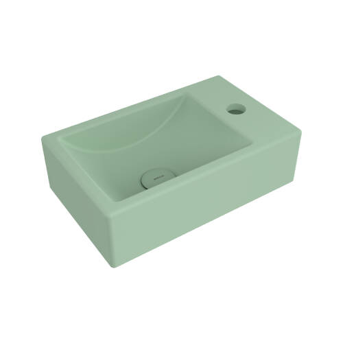 Bocchi Milano Tezgah Üstü Dar Sağ Lavabo 37 cm Mat Mint Yeşil - 1