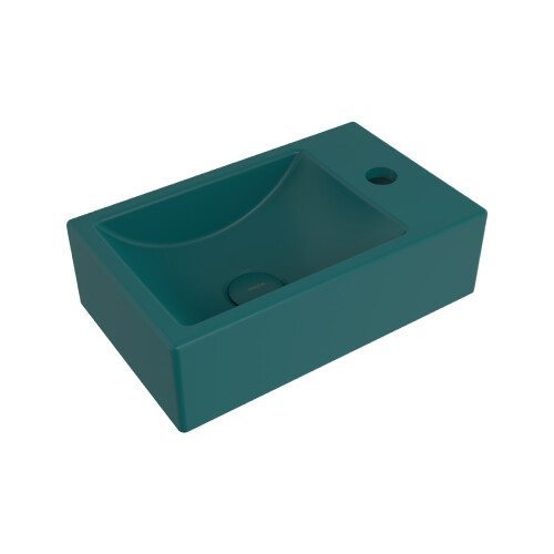 Bocchi Milano Tezgah Üstü Dar Sağ Lavabo 37 cm Mat Petrol Mavisi - Bocchi