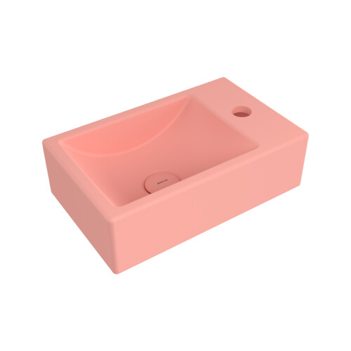 Bocchi Milano Tezgah Üstü Dar Sağ Lavabo 37 cm Mat Somon - Bocchi
