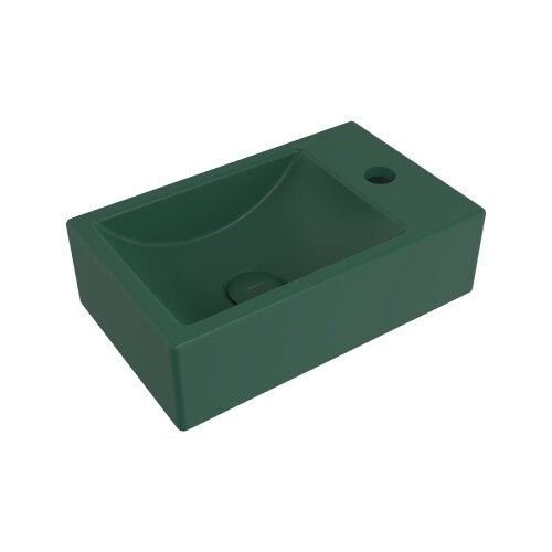 Bocchi Milano Tezgah Üstü Dar Sağ Lavabo 37 cm Mat Yeşil - Bocchi