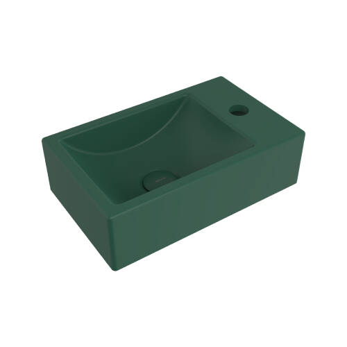 Bocchi Milano Tezgah Üstü Dar Sağ Lavabo 37 cm Mat Yeşil - 1