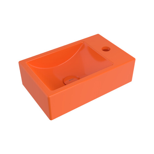Bocchi Milano Tezgah Üstü Dar Sağ Lavabo 37 cm Parlak Turuncu - Bocchi