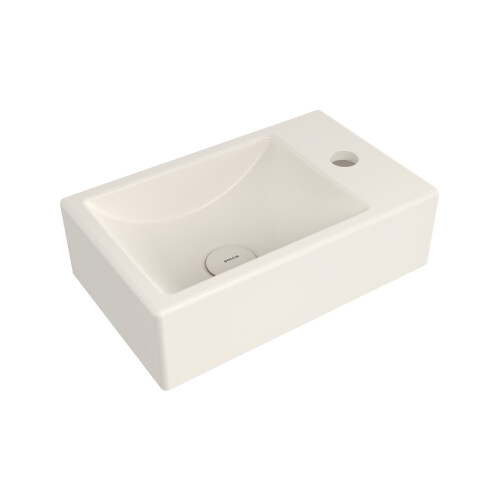 Bocchi Milano Tezgah Üstü Dar Sağ Lavabo 37 cm Parlak Bisküvi - Bocchi