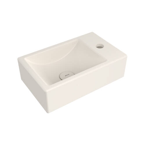 Bocchi Milano Tezgah Üstü Dar Sağ Lavabo 37 cm Parlak Bisküvi - 1