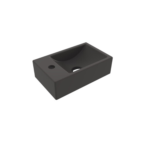 Bocchi Milano Tezgah Üstü Dar Sol Lavabo 37 cm Mat Antrasit - Bocchi