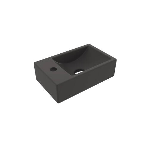 Bocchi Milano Tezgah Üstü Dar Sol Lavabo 37 cm Mat Antrasit - 1