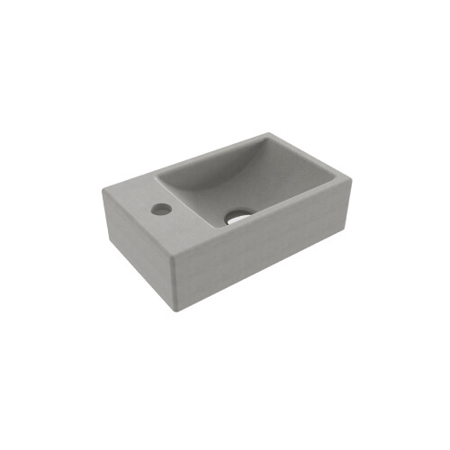 Bocchi Milano Tezgah Üstü Dar Sol Lavabo 37 cm Mat Beton - Bocchi