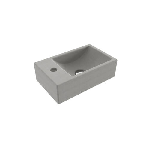 Bocchi Milano Tezgah Üstü Dar Sol Lavabo 37 cm Mat Beton - 1