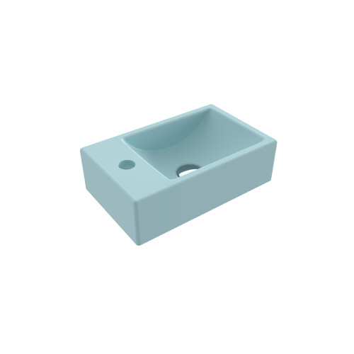 Bocchi Milano Tezgah Üstü Dar Sol Lavabo 37 cm Mat Buz Mavisi - Bocchi