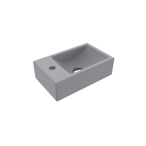 Bocchi Milano Tezgah Üstü Dar Sol Lavabo 37 cm Mat Gri - Bocchi