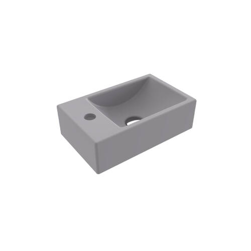 Bocchi Milano Tezgah Üstü Dar Sol Lavabo 37 cm Mat Gri - 1