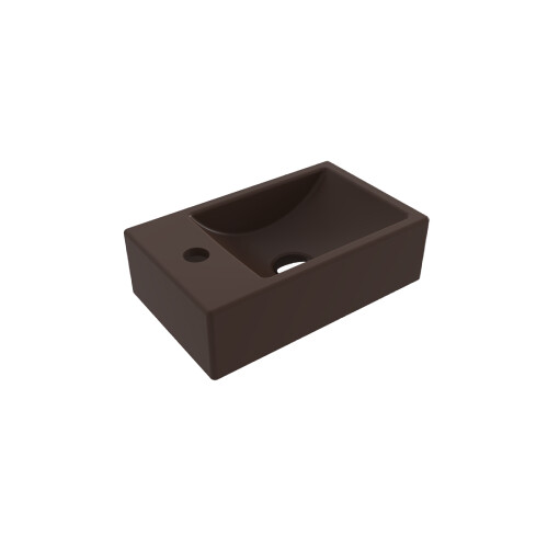Bocchi Milano Tezgah Üstü Dar Sol Lavabo 37 cm Mat Kahve - Bocchi