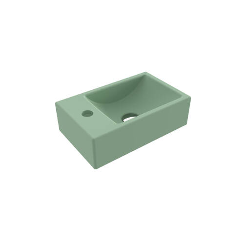 Bocchi Milano Tezgah Üstü Dar Sol Lavabo 37 cm Mat Mint Yeşil - 1