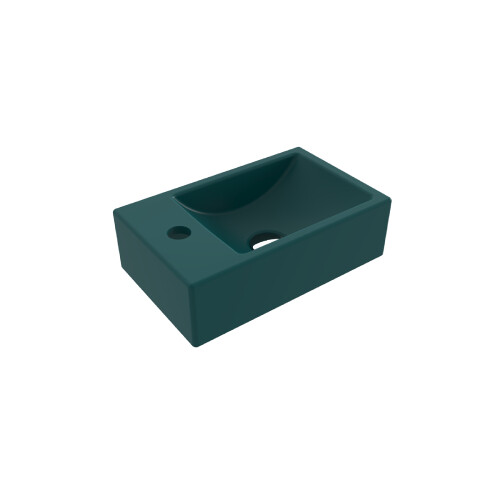 Bocchi Milano Tezgah Üstü Dar Sol Lavabo 37 cm Mat Petrol Mavisi - Bocchi