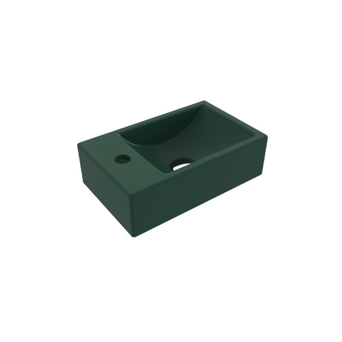 Bocchi Milano Tezgah Üstü Dar Sol Lavabo 37 cm Mat Yeşil - Bocchi