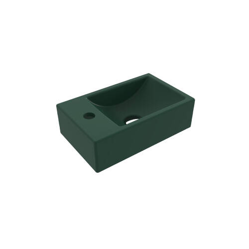 Bocchi Milano Tezgah Üstü Dar Sol Lavabo 37 cm Mat Yeşil - 1