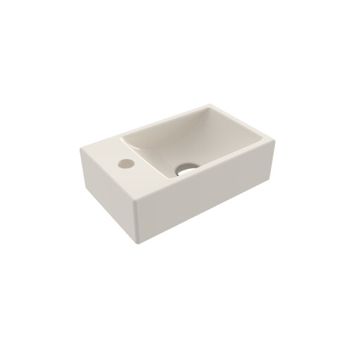 Bocchi Milano Tezgah Üstü Dar Sol Lavabo 37 cm Parlak Bisküvi - Bocchi