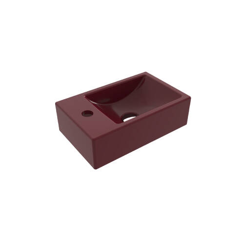 Bocchi Milano Tezgah Üstü Dar Sol Lavabo 37 cm Parlak Burgonya Bordosu - 1