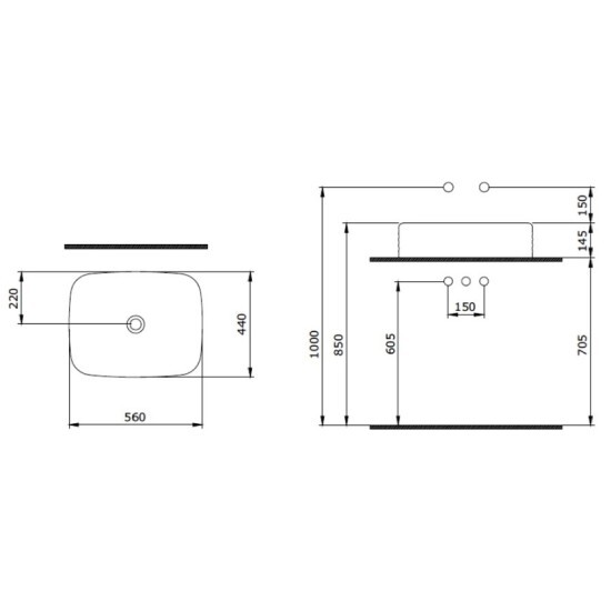 Bocchi New Age Tezgah Üstü Lavabo 55 cm Mat Beyaz - 2