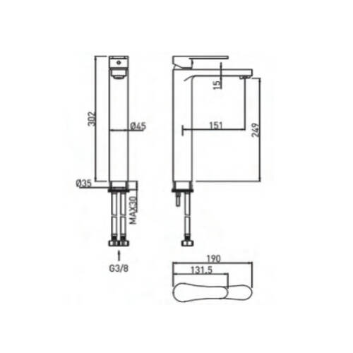 Bocchi Pera Yüksek Lavabo Bataryası Krom - 2