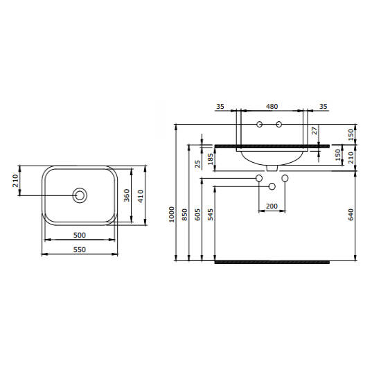 Bocchi Scala Arch Tezgah Altı Lavabo 55 cm Mat Antrasit - 2