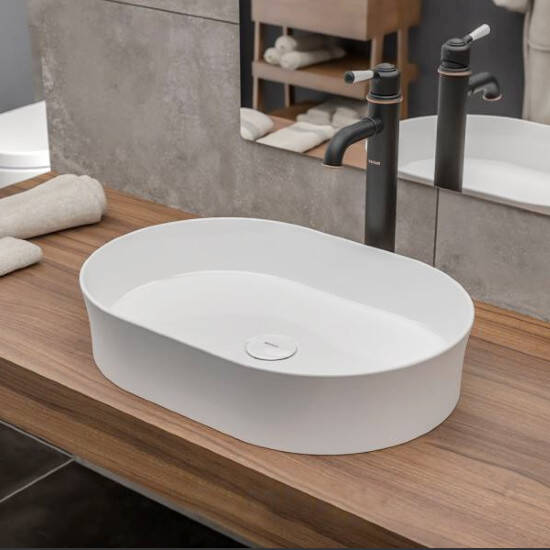 Bocchi Slim Line Çanak Lavabo 55 cm Parlak Beyaz - 2