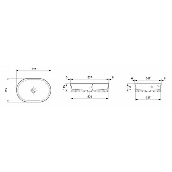 Bocchi Slim Line Çanak Lavabo 55 cm Parlak Beyaz - 3